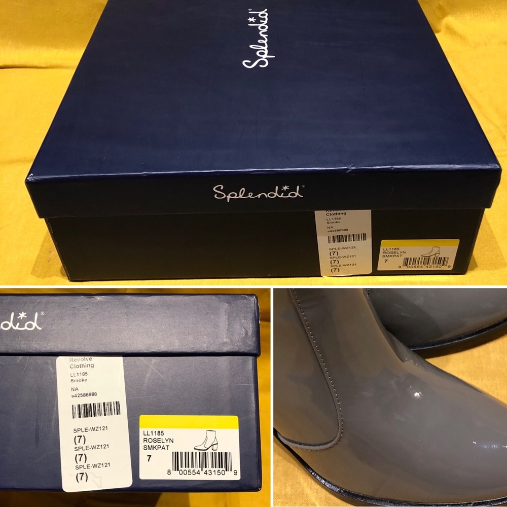 Splendid Roselyn Patent Stacked Heel Sock Boots - Picture 8 of 8